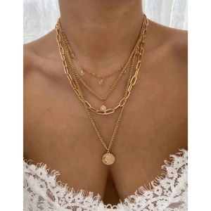 *LAST ONE* Anthropologie Minimalist Gold Coin Layered Paper Clip Chain Necklace